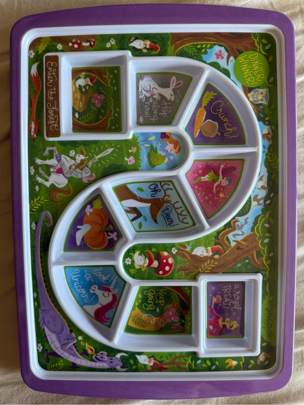 Kids Snack Tray with Purple Unicorn Design